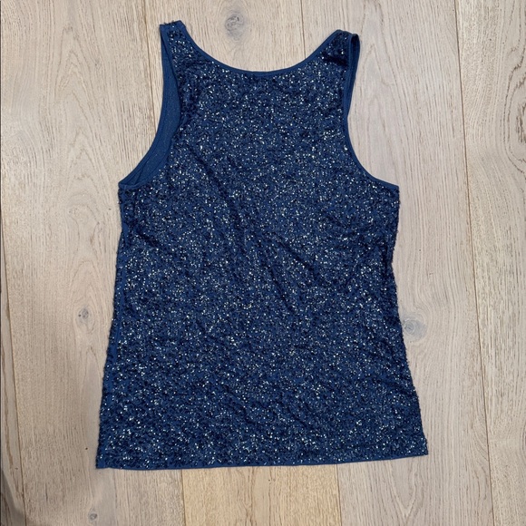 J. Crew Navy Blue Sequin Tank Top Size M - Picture 3 of 4